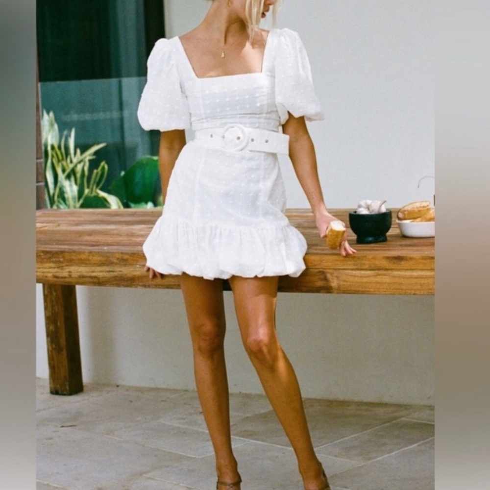 Sabo Skirt White Puff Sleeve Mini Dress